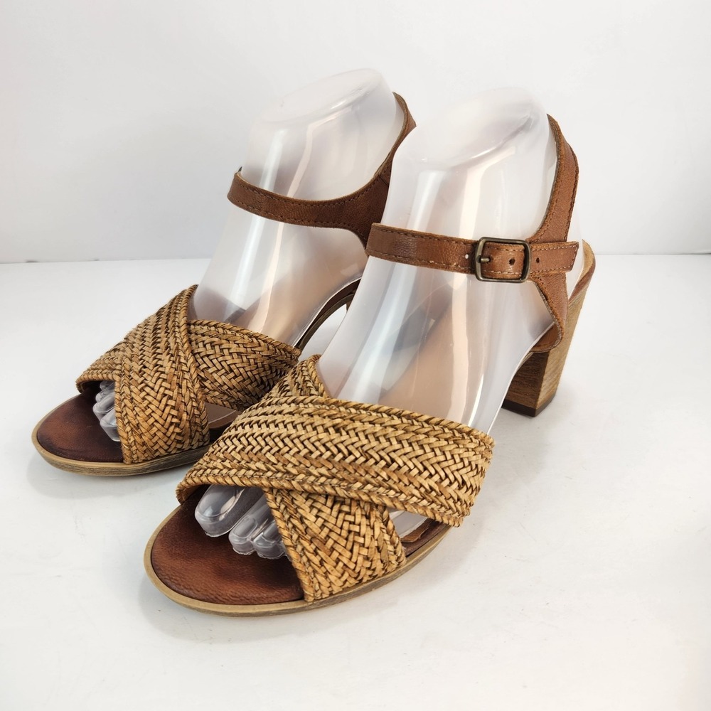 Mariella Made In Italy Women's Slingback Brown Leather Sandals Size 8.5M‎